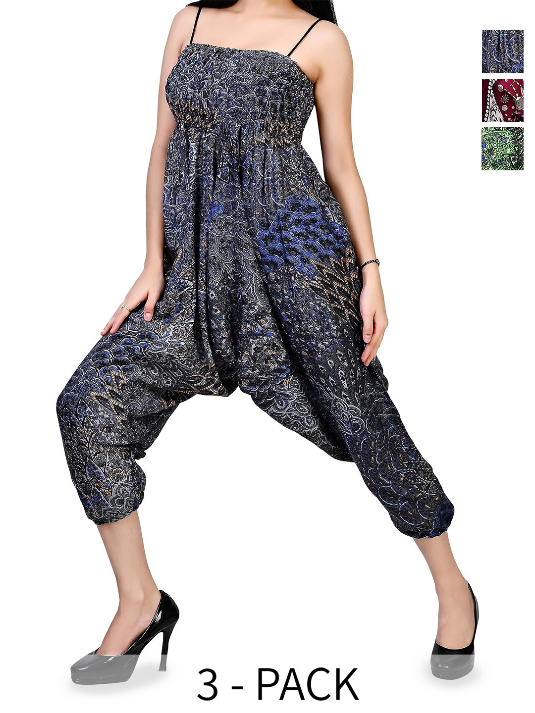 

NarNari Pack Of 3 Printed Mid-Rise Harem Pants, Red