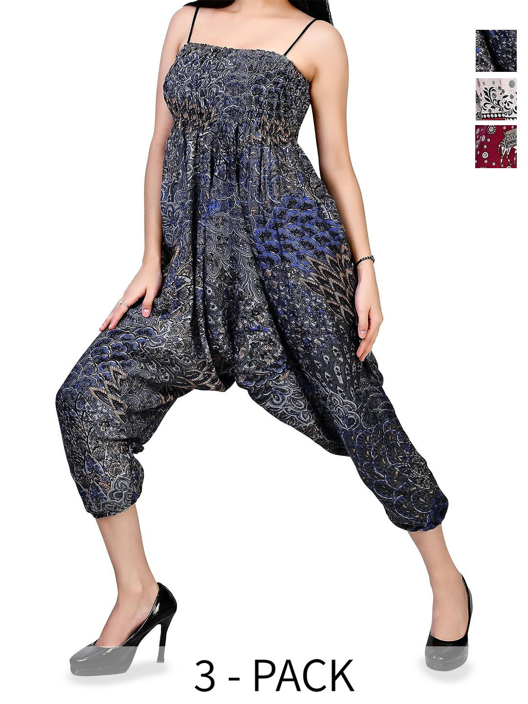 

NarNari Pack Of 3 Printed Mid-Rise Harem Pants, Maroon