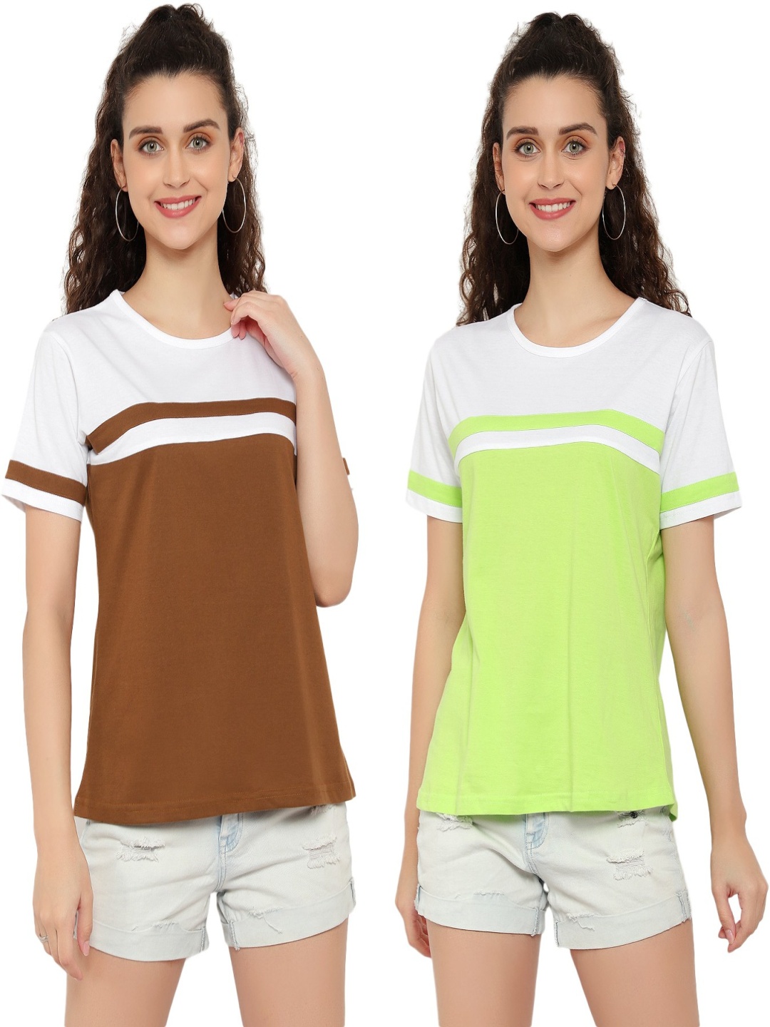 

DEEPMAYRA COLLECTION Women 2 Colourblocked T-shirt, Multi