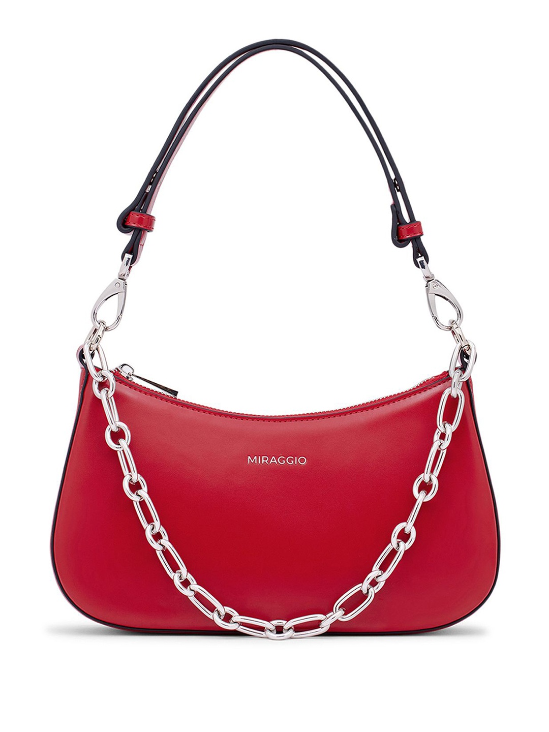

MIRAGGIO Textured PU Structured Shoulder Bag with Tasselled, Red