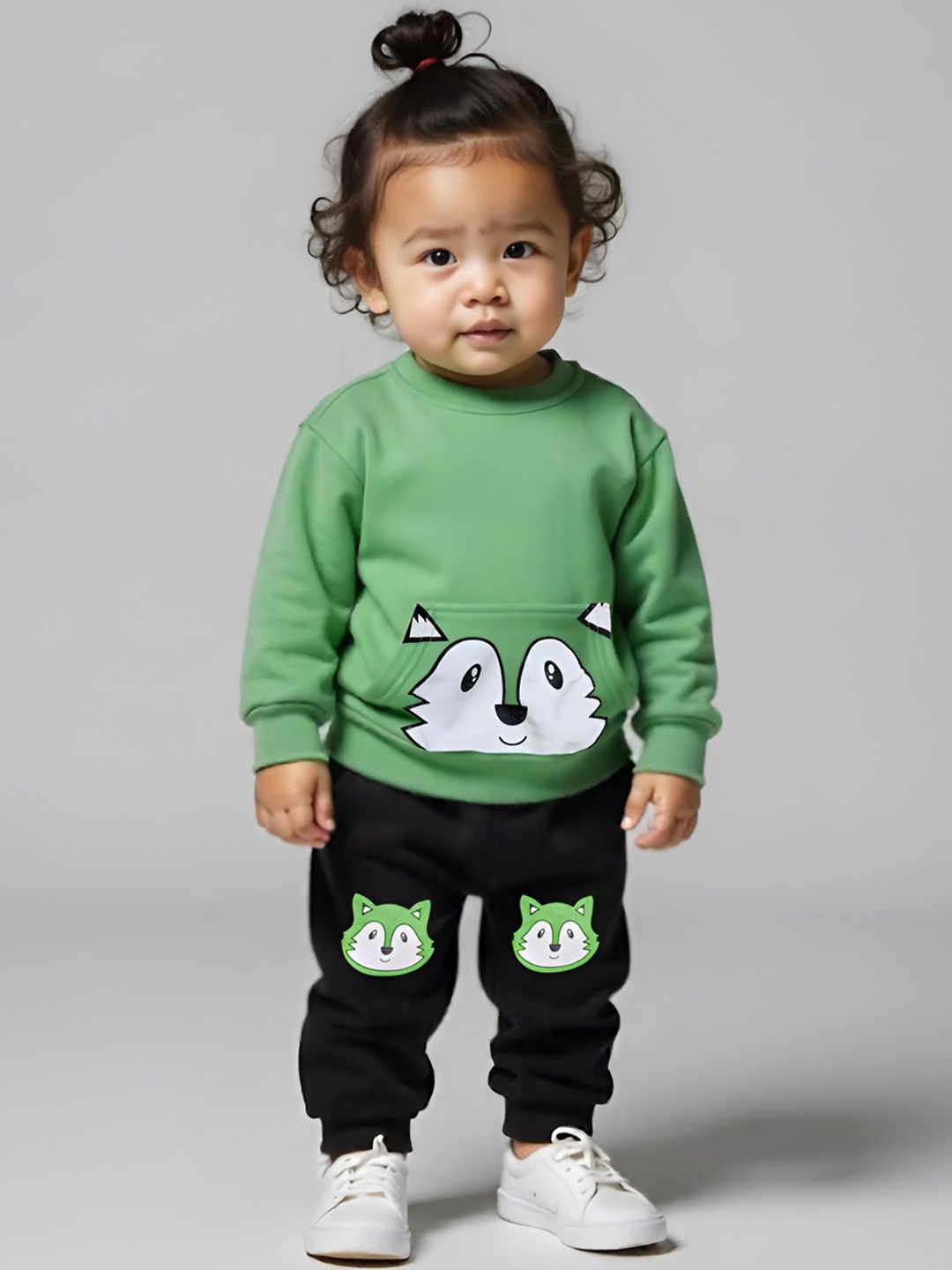 

BAESD Kids Printed Long Sleeves Pure Cotton Sweatshirt With Jogger, Green