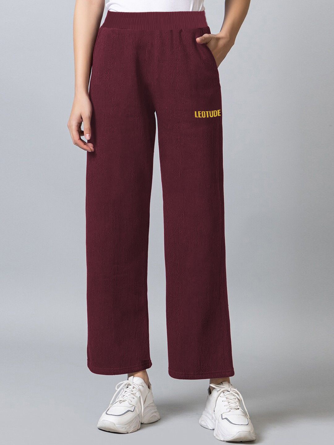 

Leotude Women Relaxed-Fit Mid Rise Track Pant, Maroon