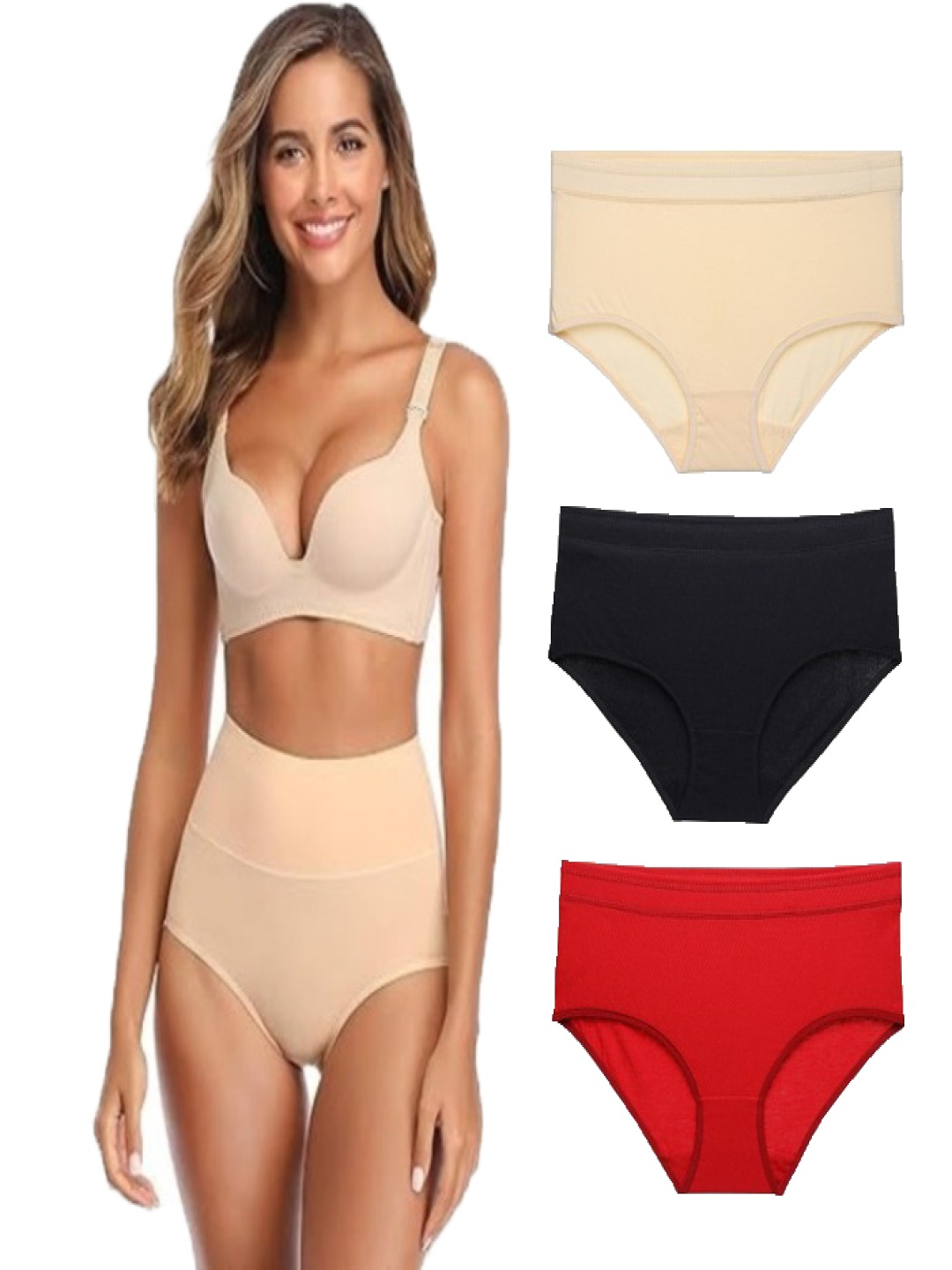 

YOU FOREVER Women Cotton Pack Of 3 High Rise Hipster Briefs, Beige