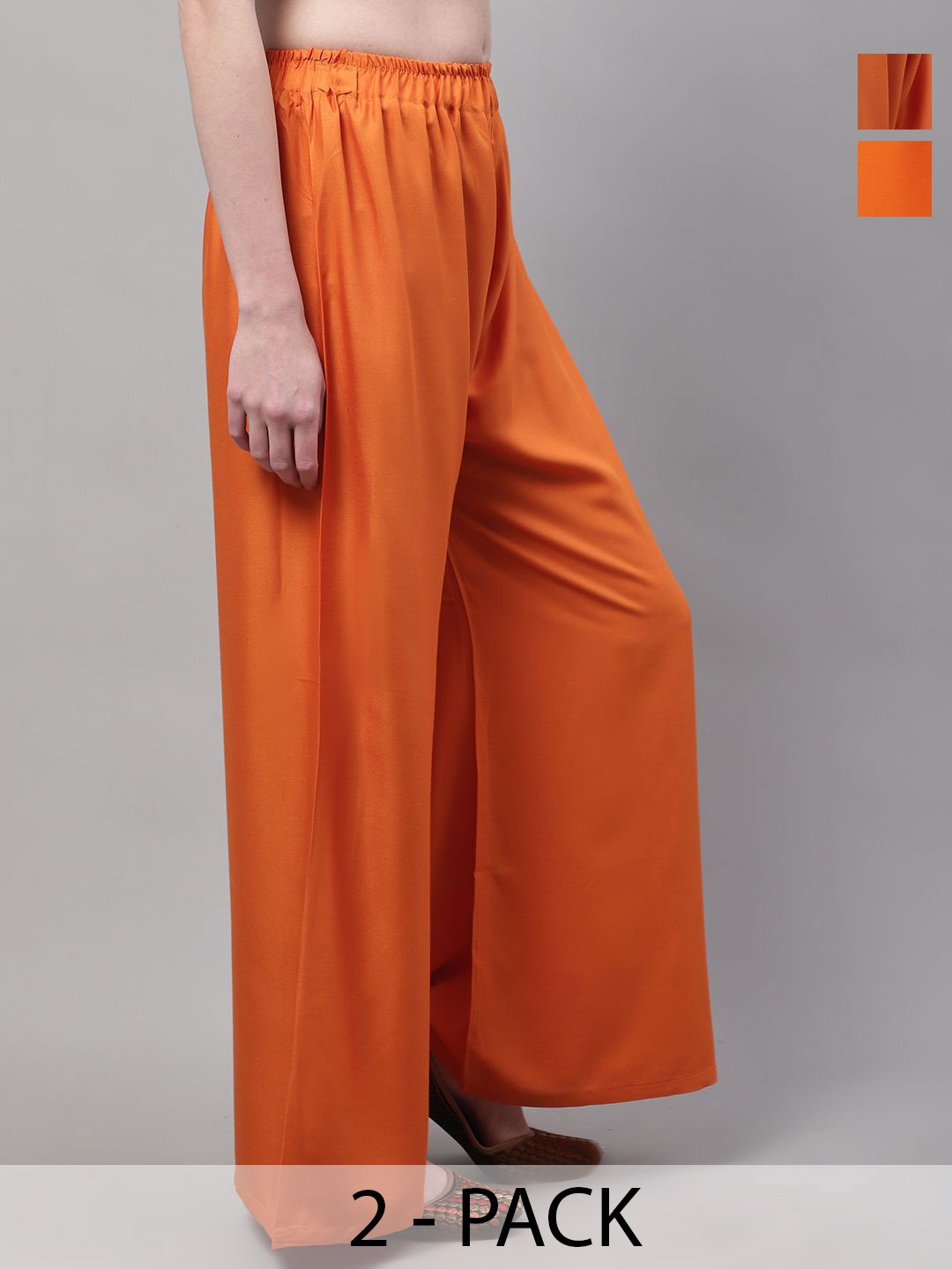 

Valles365 by S.C. Women Pack Of 2 Flared Ethnic Palazzos, Orange