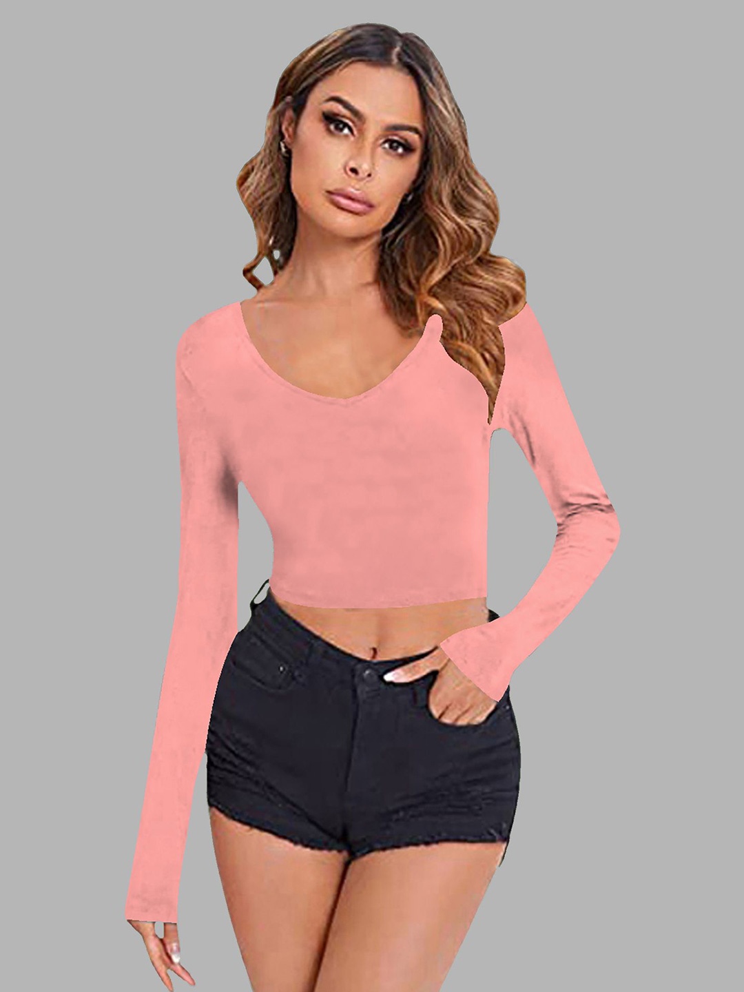 

Dream Beauty Fashion Fitted Crop Top, Peach