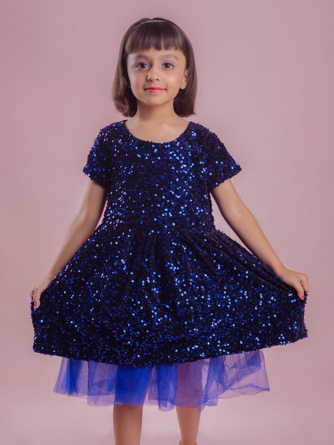 

BAESD Embroidered Fit & Flare Dress, Blue