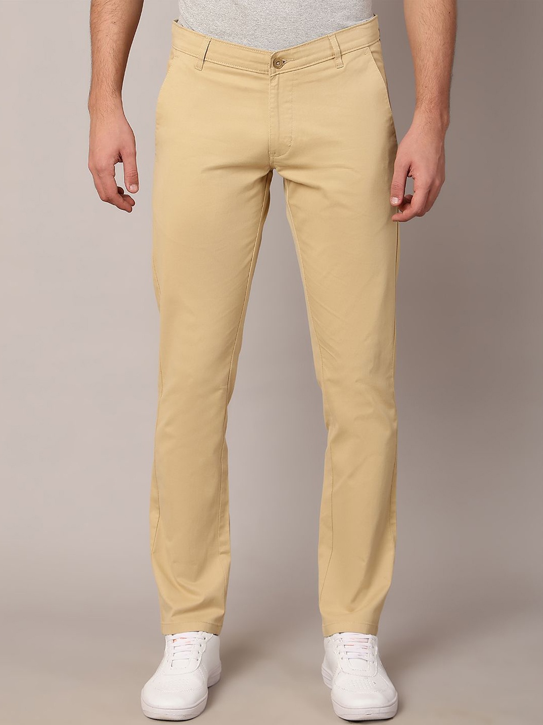 

TQS Men Slim Fit Mid-Rise Chinos, Beige