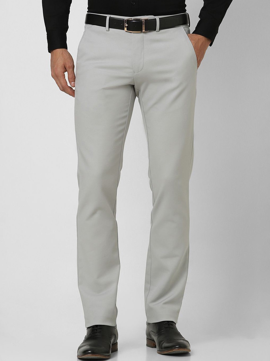

Van Heusen Men Slim Fit Mid-Rise Formal Trousers, Grey