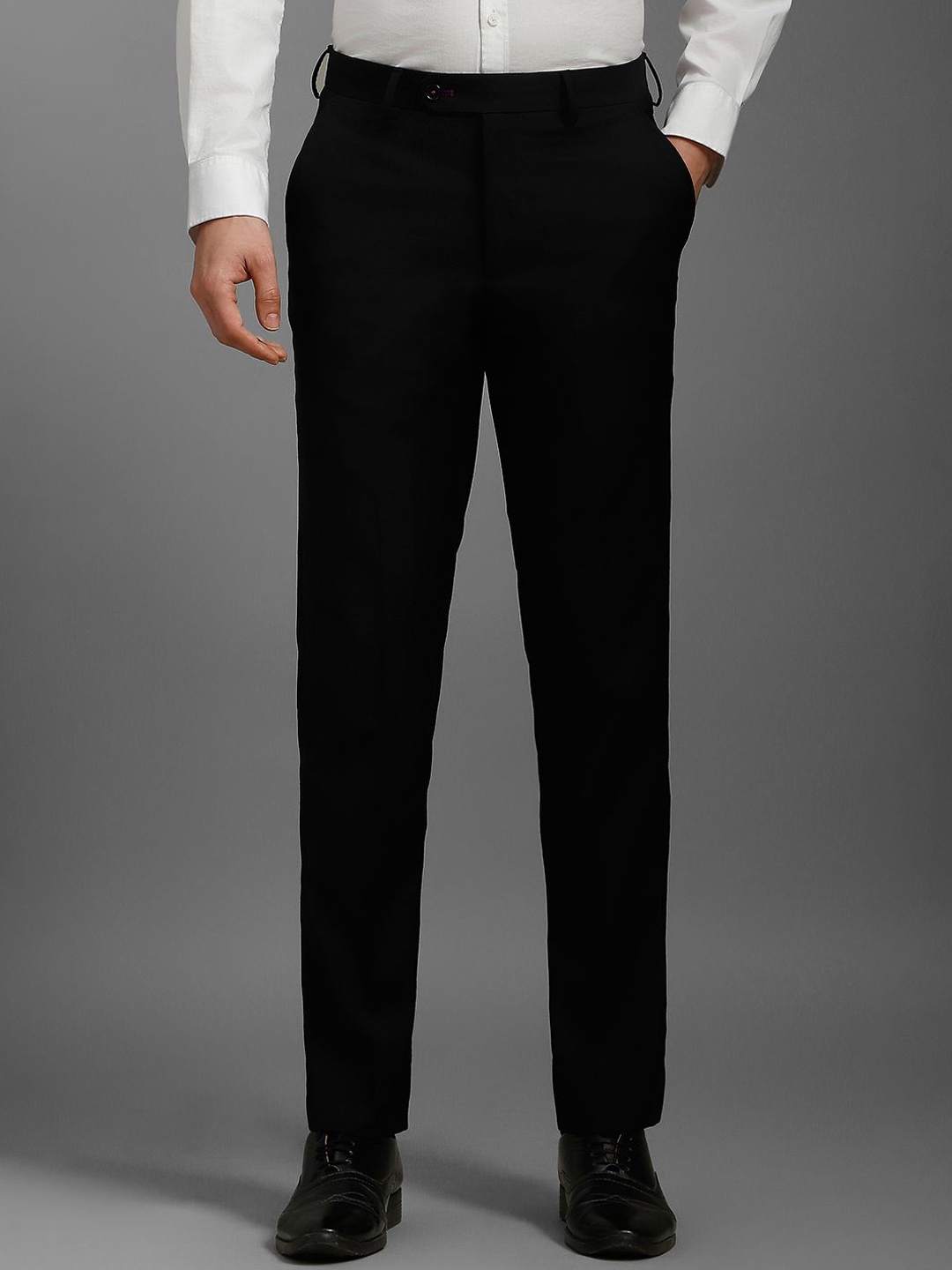 

Luxure by Louis Philippe Men Slim Fit Mid-Rise Formal Trousers, Black