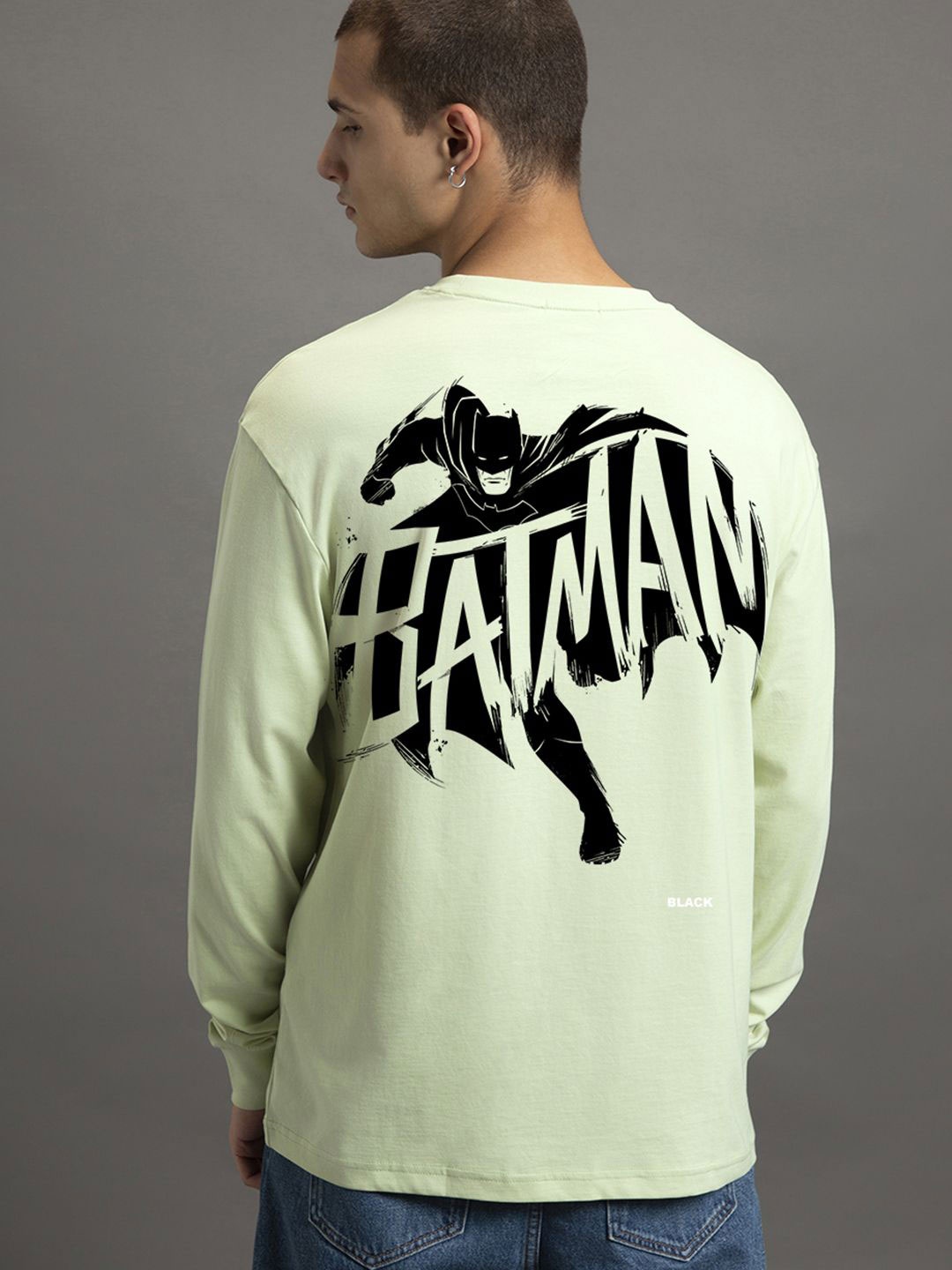 

Bewakoof Official DC Merchandise Men's Batman Graphic Printed Oversized T-Shirt, Green