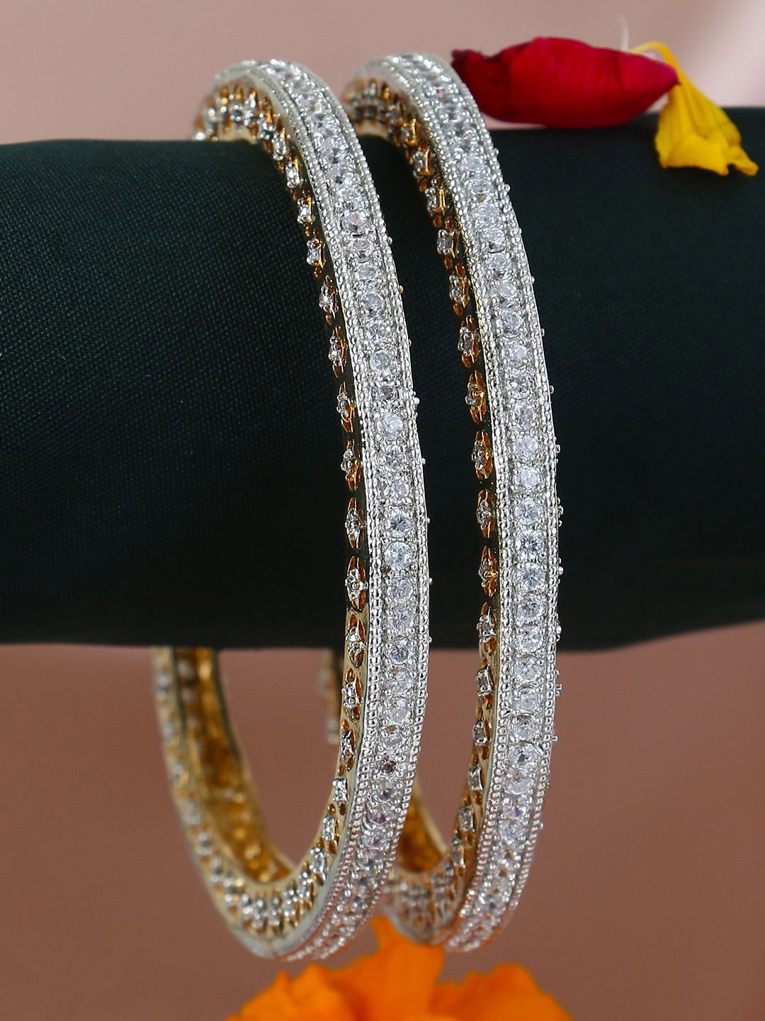 

Anouk Set Of 2 Gold-Plated Cubic Zirconia-Studded Bangles