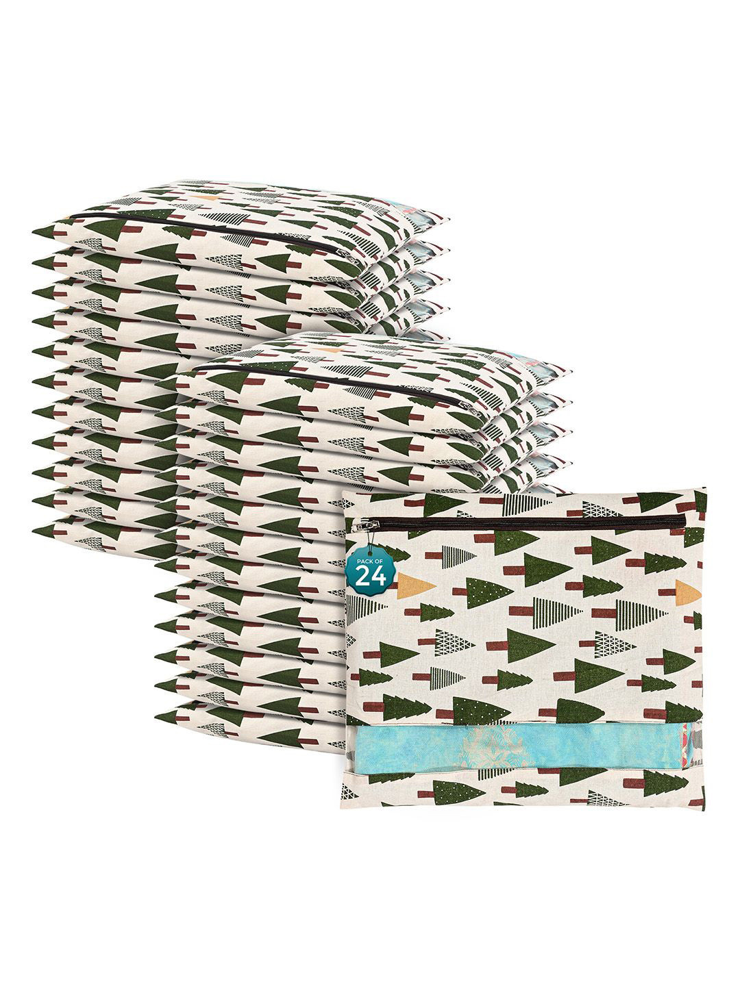 

Kuber Industries Green 24 Pcs Regular Single Saree Cover Multi-Utility Storage Organisers