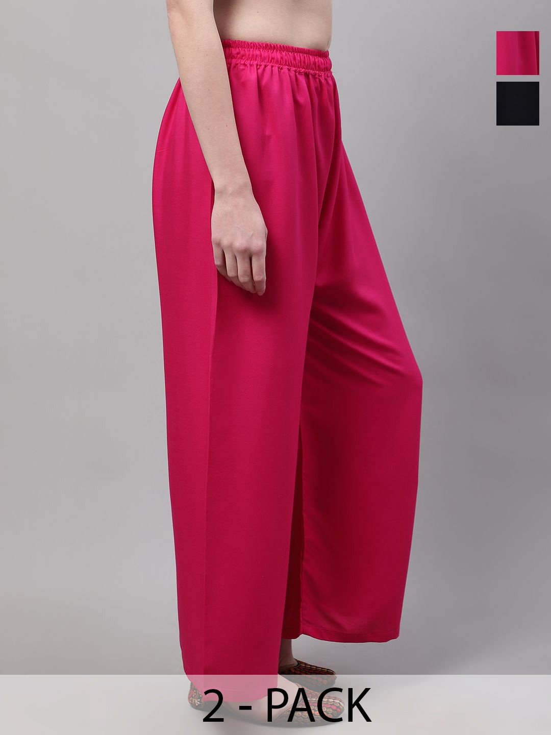 

Valles365 by S.C. Women Pack of 2 Flared Ethnic Palazzos, Pink
