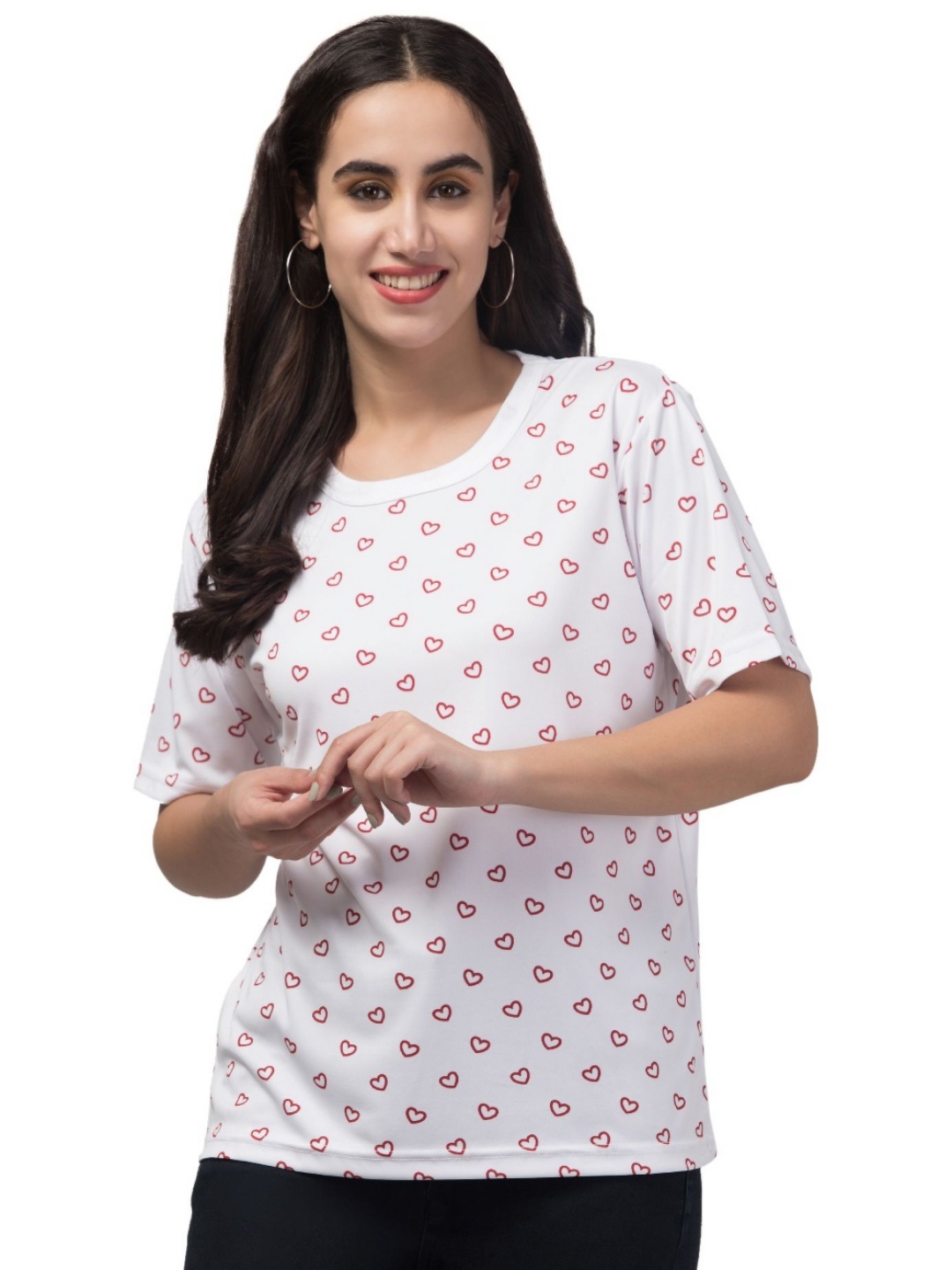 

CLOTHY Women Conversational Printed Round Neck T-shirt, White