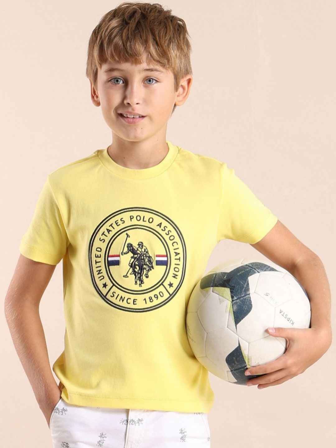 

U.S. Polo Assn. Kids Boys Brand Logo Printed T-shirt, Yellow