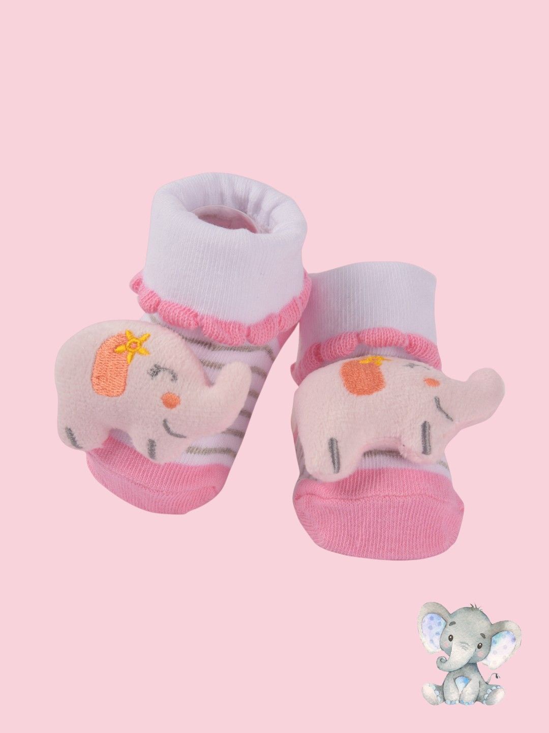 

Yellow Bee Girls Patterned Cotton Ankle Length Socks, Pink