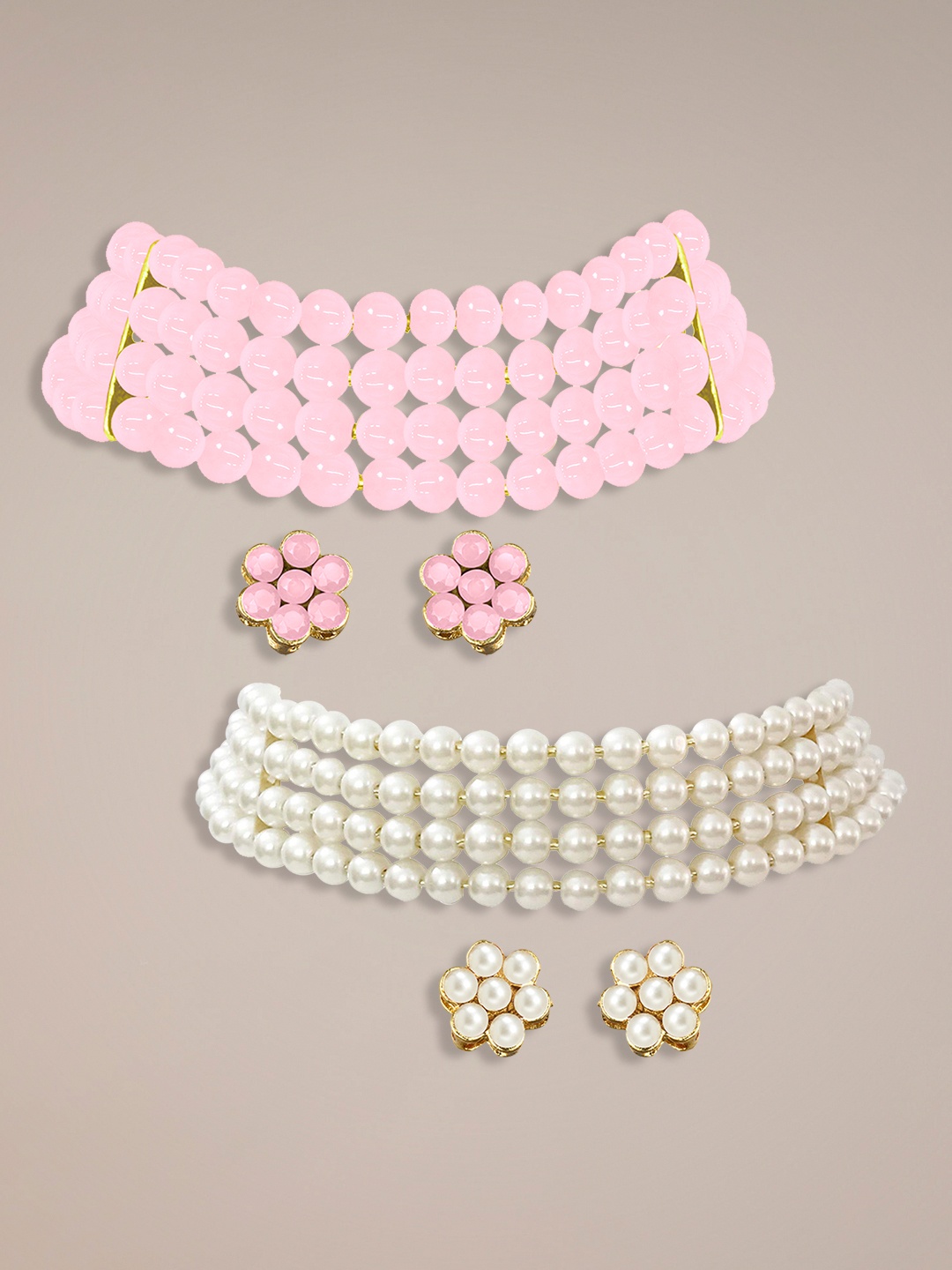 

Peora Set Of 2 Gold-Plated Stone Studded Jewellery Set