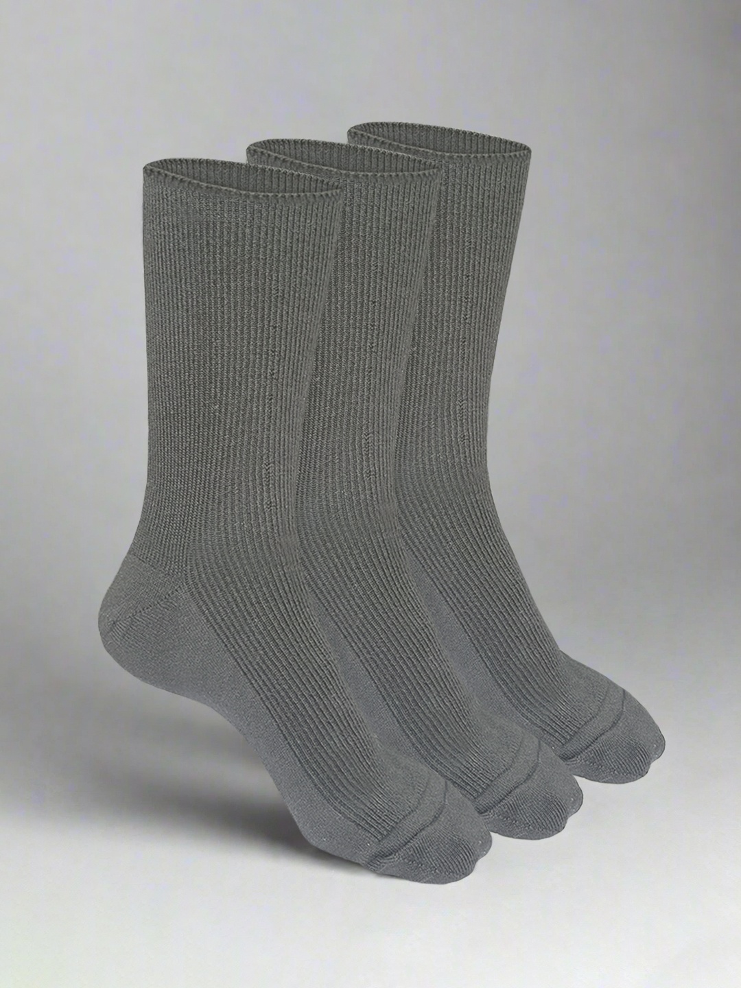 

HEELIUM 3-Pcs Crew Length Woolen Socks For Men & Women, Grey