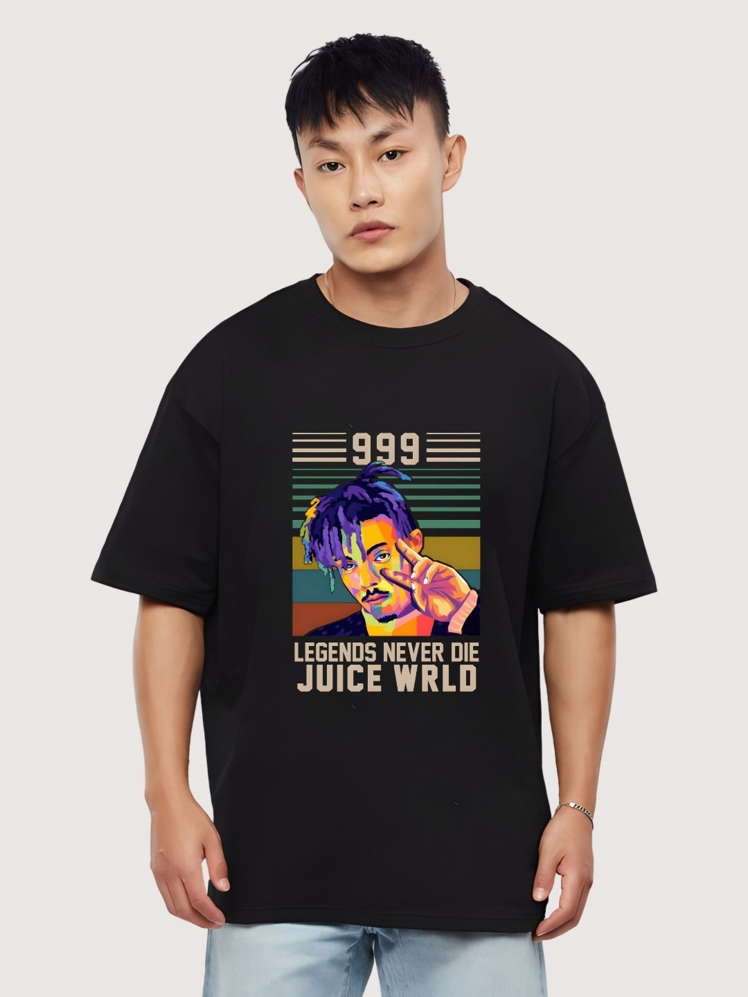 

Moda Rapido Men Drop-Shoulder Sleeves T-shirt, Black