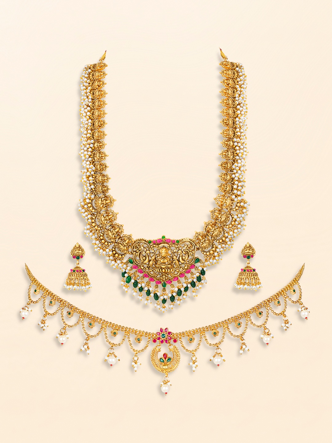 

Peora Gold-Plated Stone Studded Jewellery Set