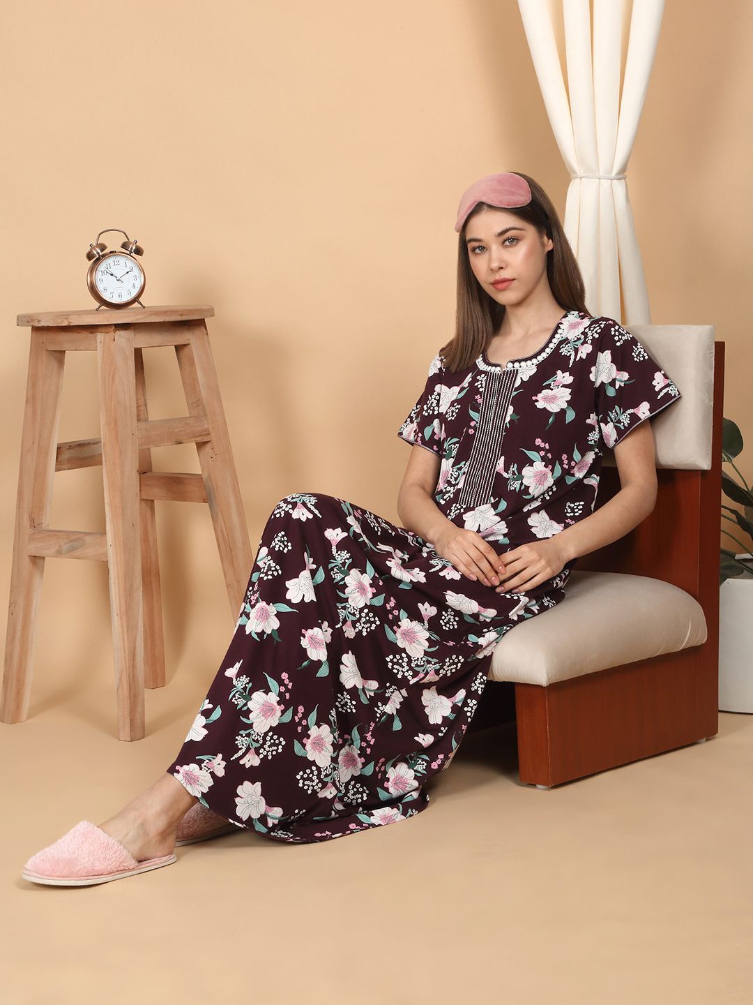 

Sweet Dreams Printed Maxi Nightdress, Brown