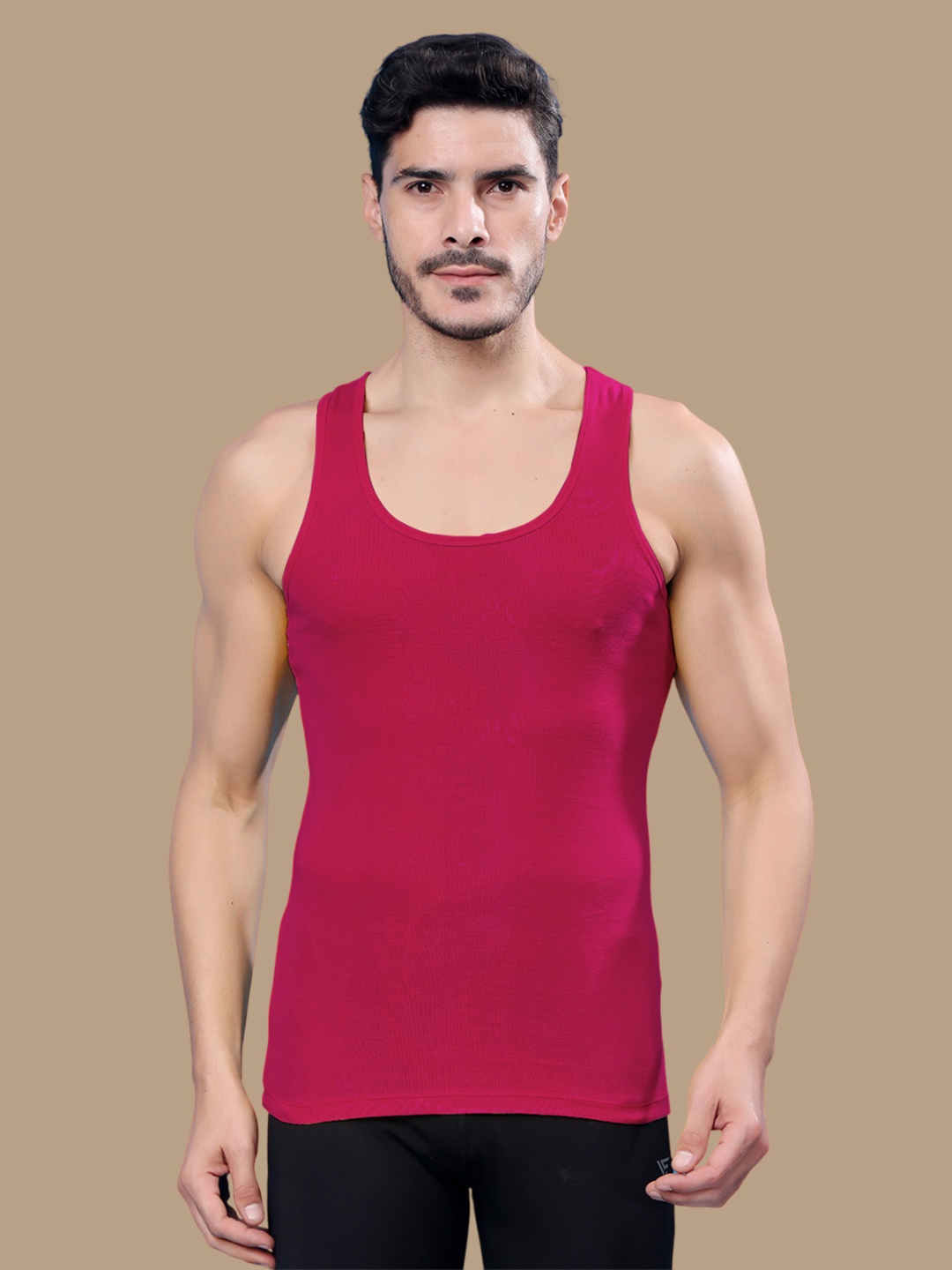 

Friskers Pack Of 2 Cotton Ribbed Gym Vest 24012025R-07-16, Pink