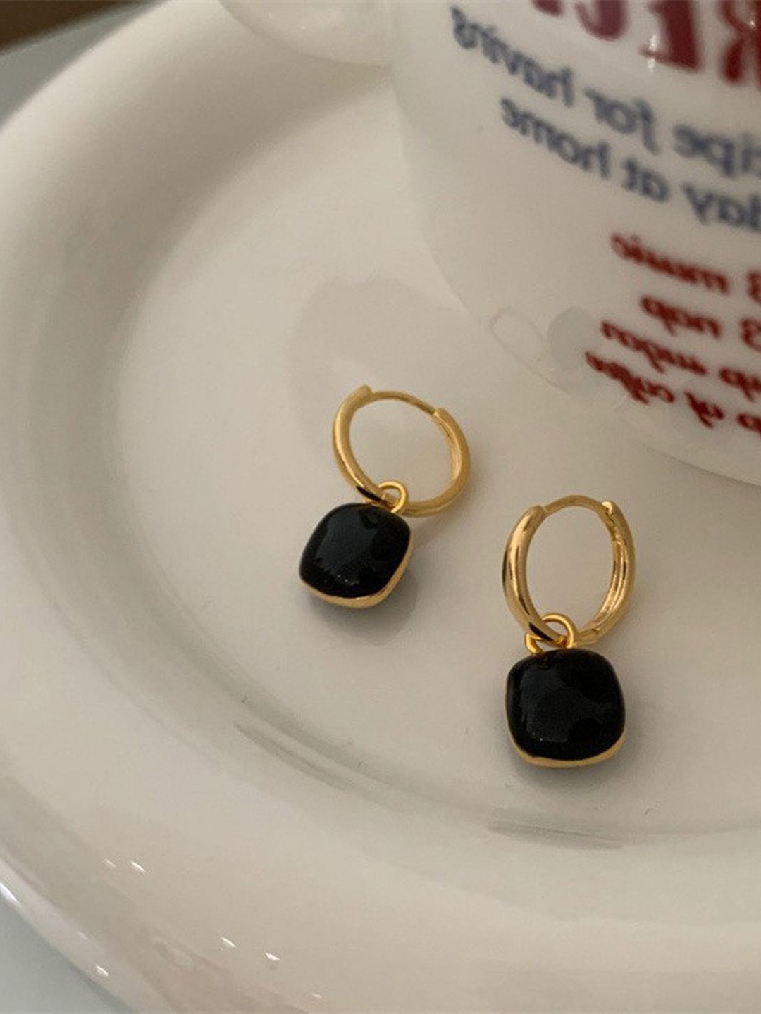 

Just Lil Things Artificial Beaded Contemporary Drop Earrings, Black