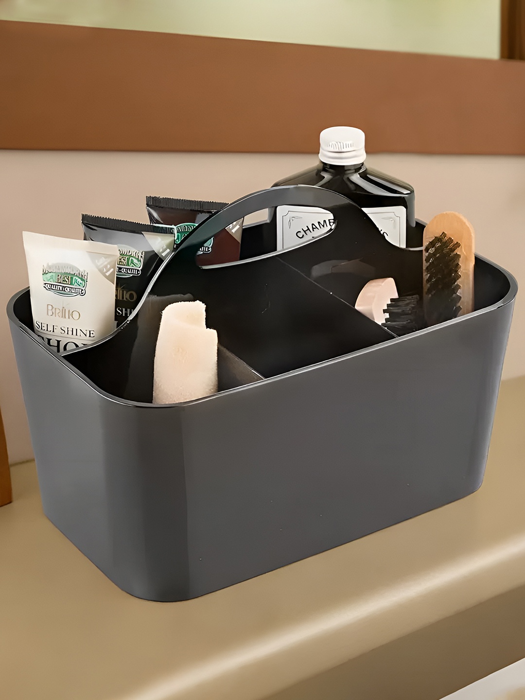 

DecorTwist Black Multi-Functional Desk and Bathroom Organizer 5 Compartments