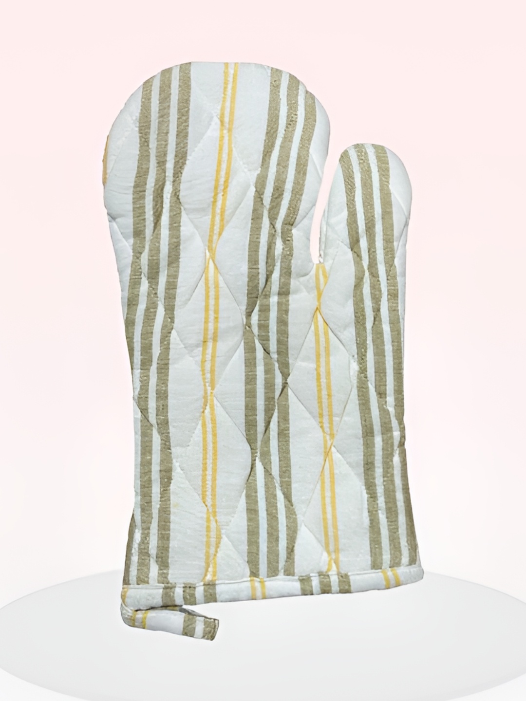 

SAJAVAT Olive & White Striped Pure Cotton Oven Glove