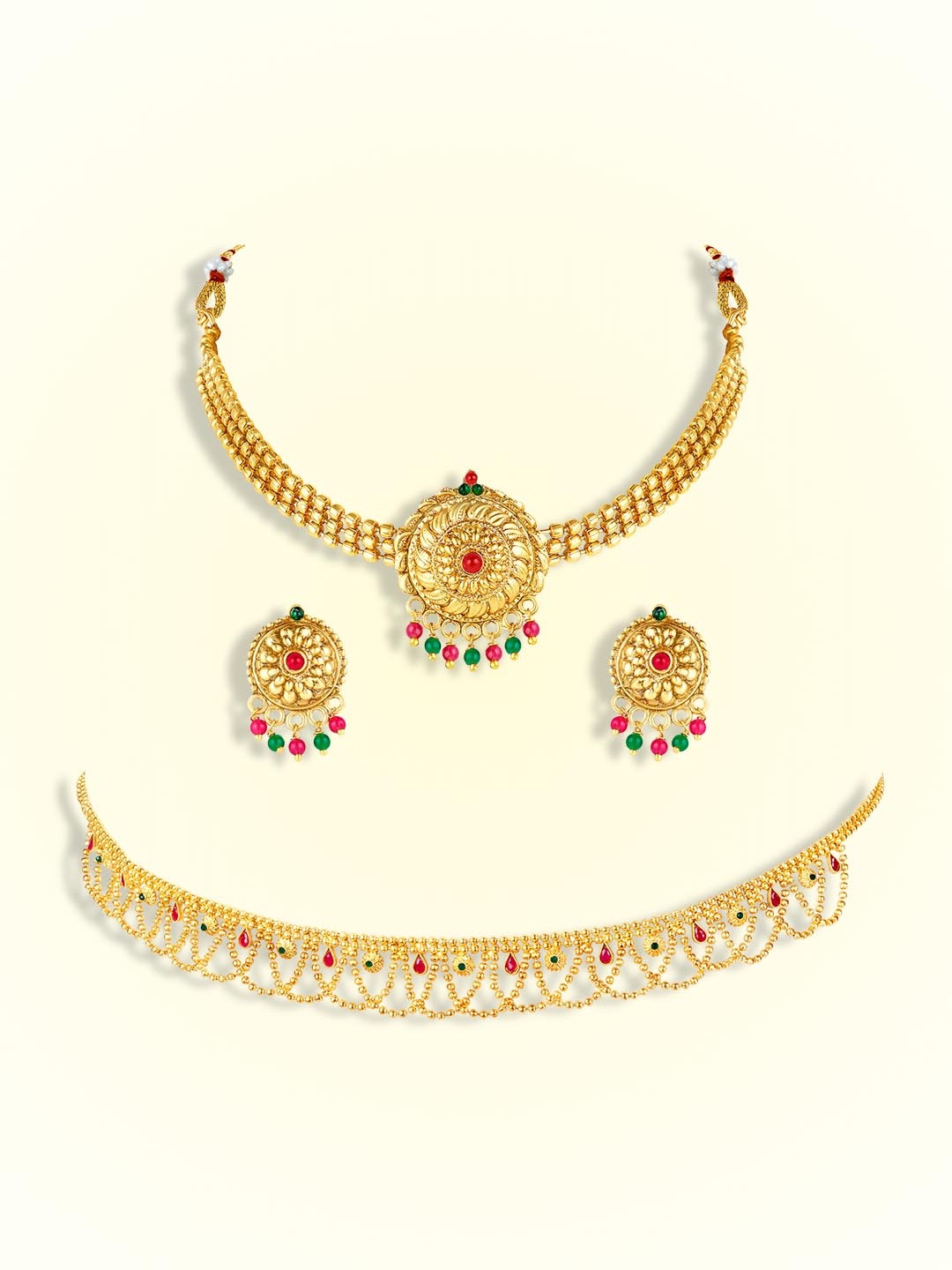 

Peora Gold-Plated Stone Studded Jewellery Set