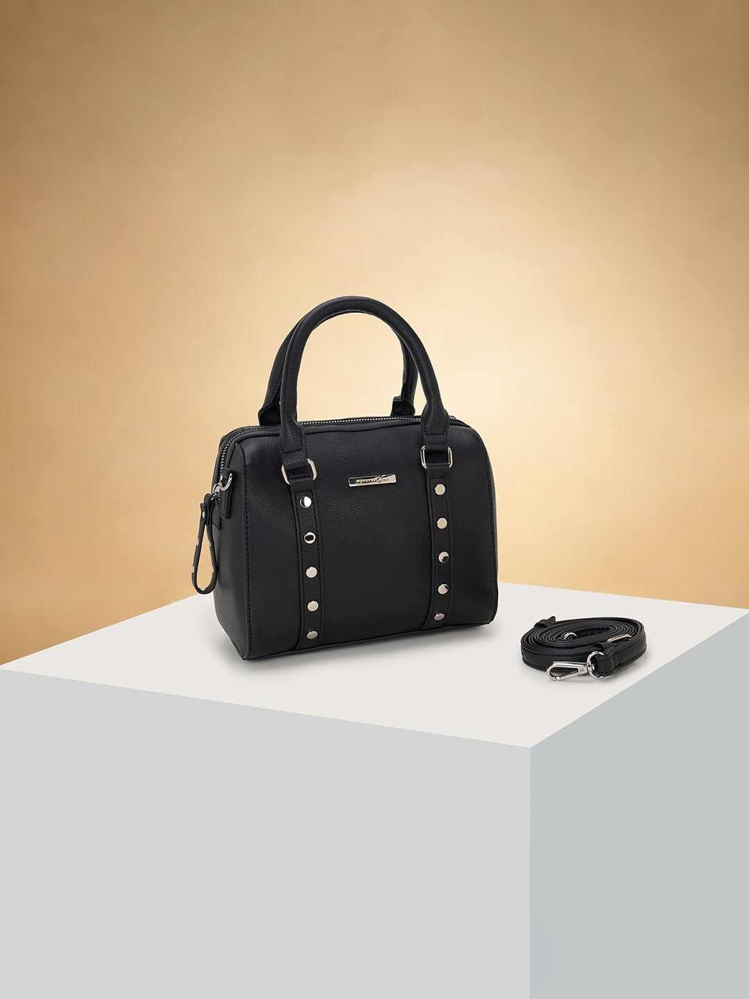 

Forever Glam by Pantaloons Women Solid Structured Handheld Bag, Black