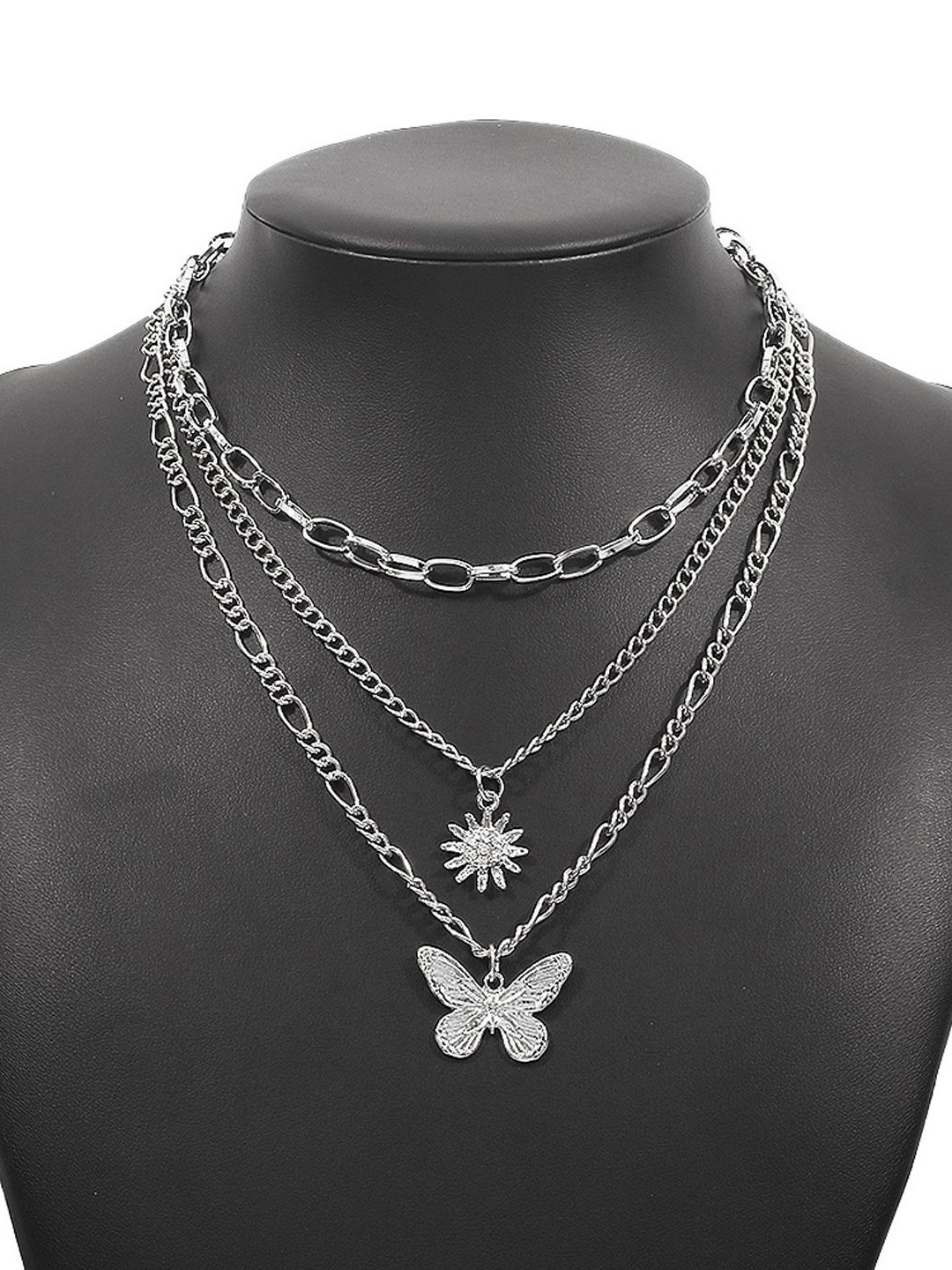 

Just Lil Things Silver-Plated Layered Pendant With Chain