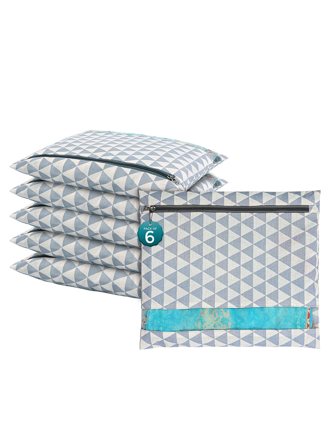 

Kuber Industries Grey 6 Pcs Regular Single Saree Cover Multi-Utility Storage Organisers