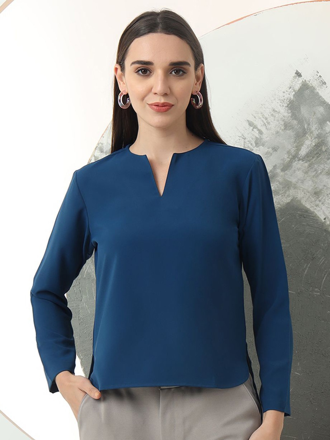 

FITHUB Women Round Neck Regular Top, Blue