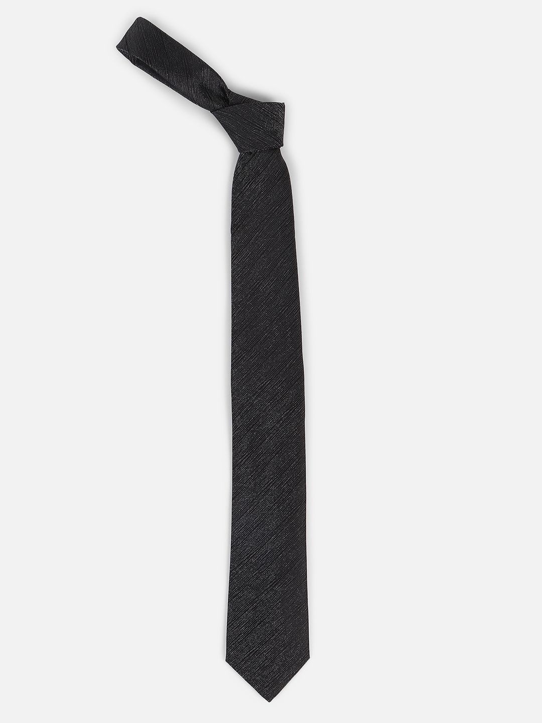 

Louis Philippe Men Striped Broad Tie, Black