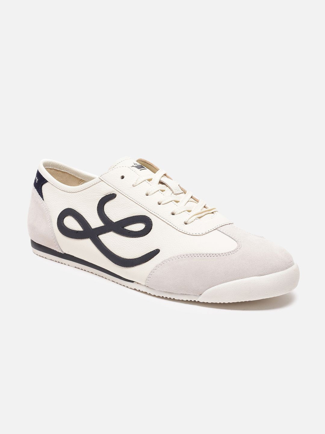

Louis Philippe Sport Men Colourblocked Leather Sneakers, Cream