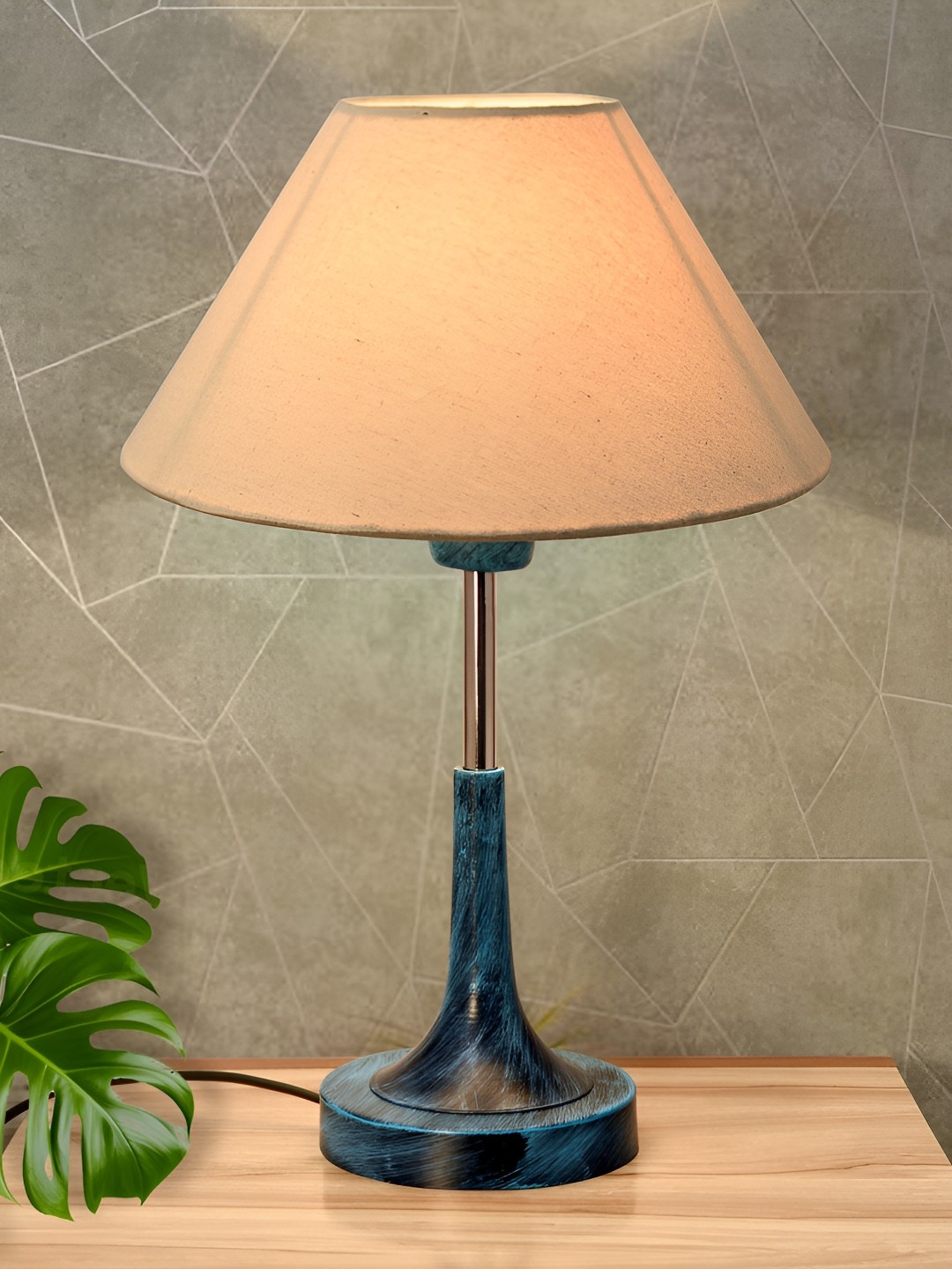

Homesake Beige Metal Industrial Frusturical Shaped Table Lamp