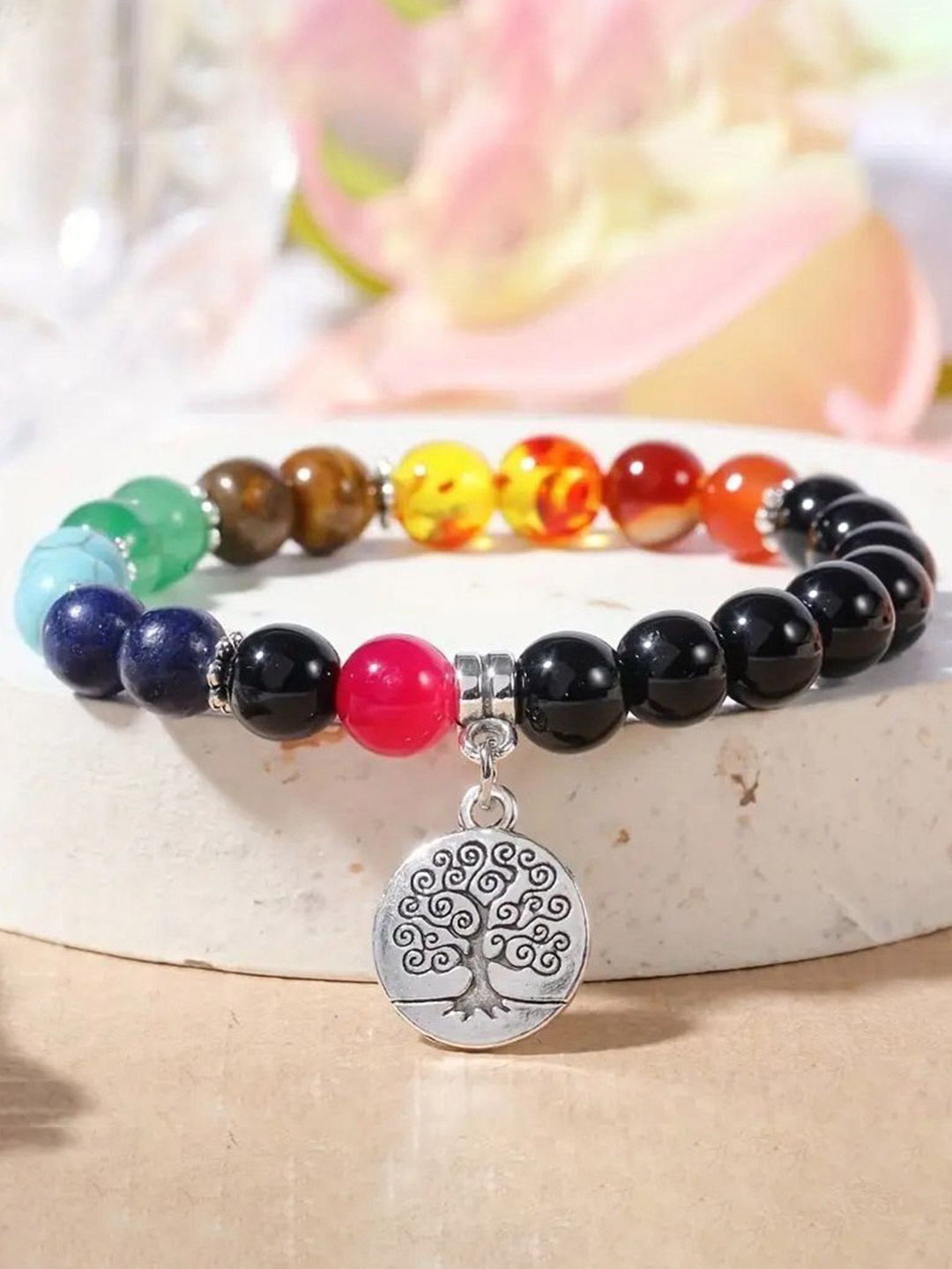 

DressBerry chakra Artificial Beads Bracelet, Gold