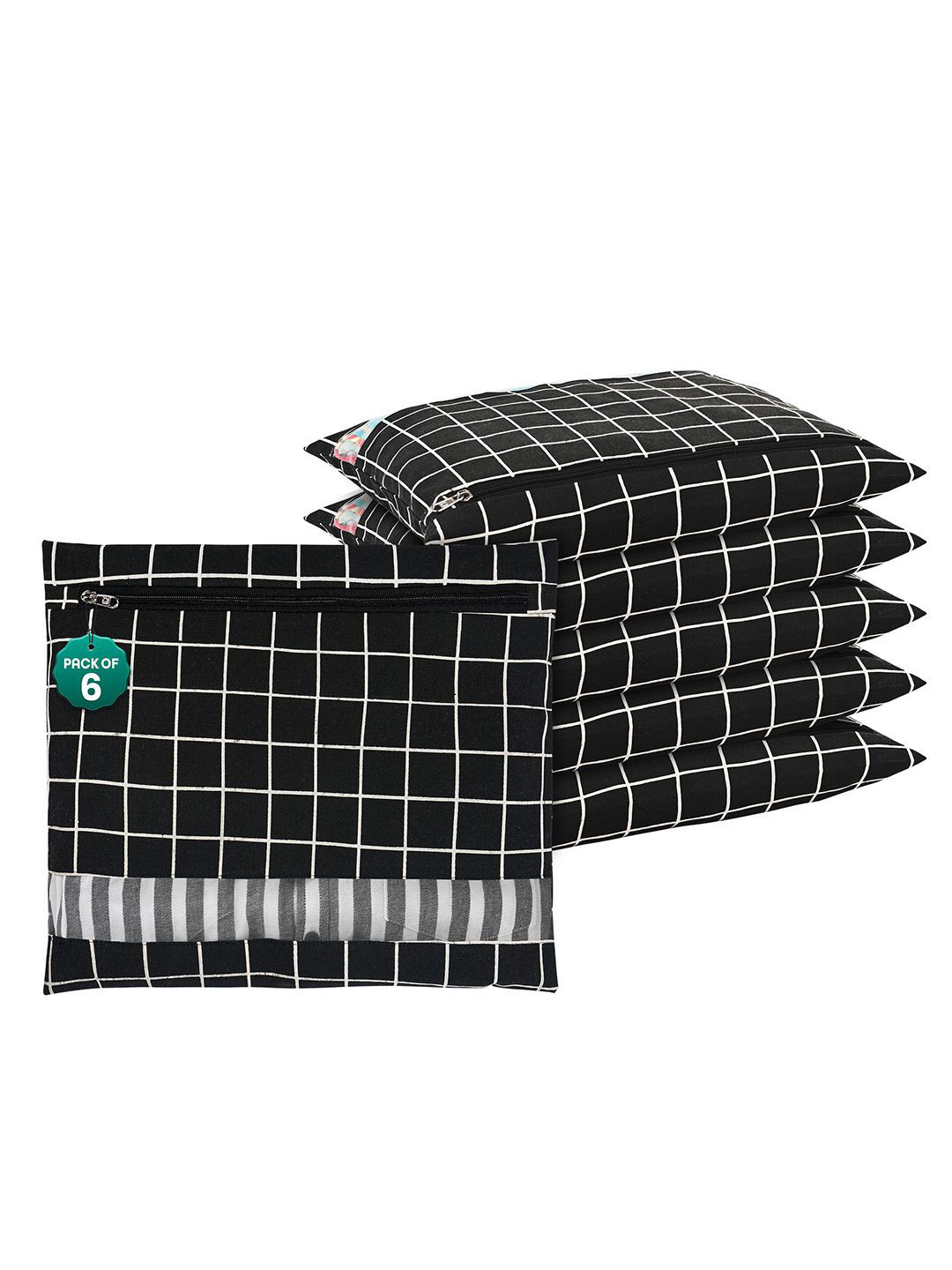 

Kuber Industries Black 6 Pcs Regular Clothes Storage Single Packing Bag Drawer Organiser