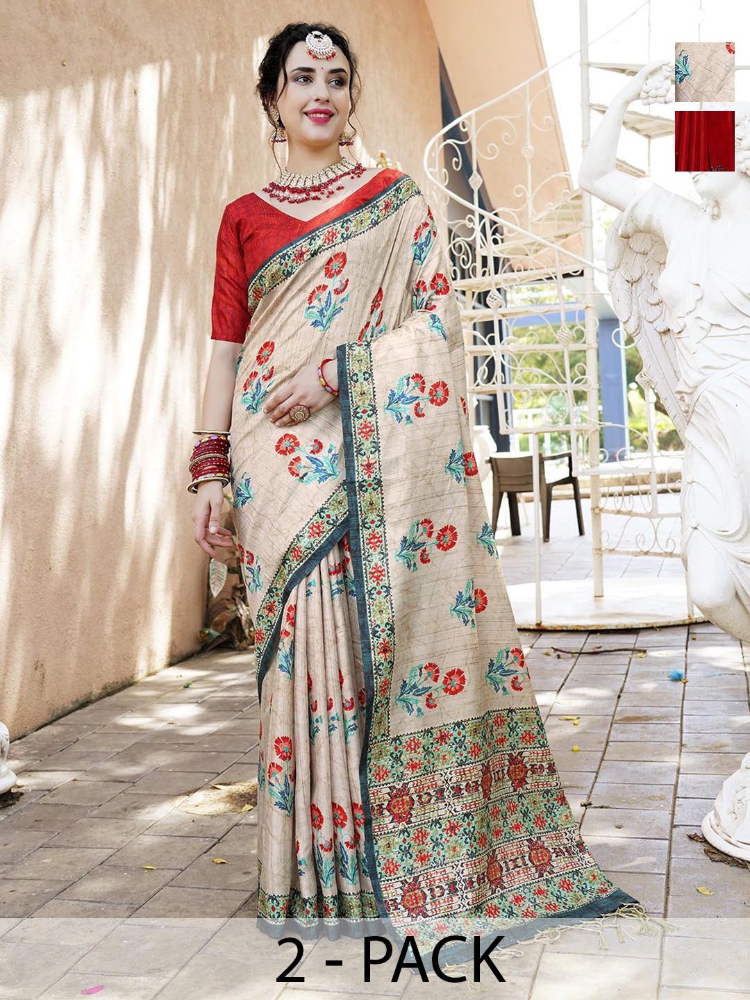 

Anouk Rustic Floral Poly Crepe Saree, Beige