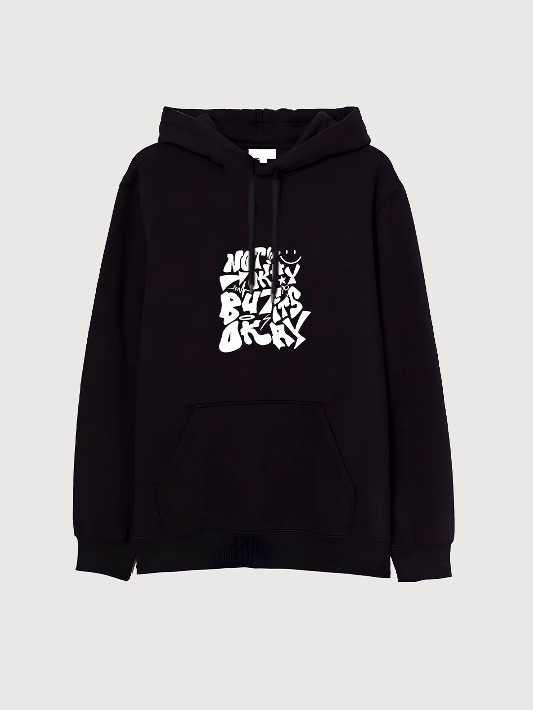 

TheBTclub Men Printed Hooded Sweatshirt, Black