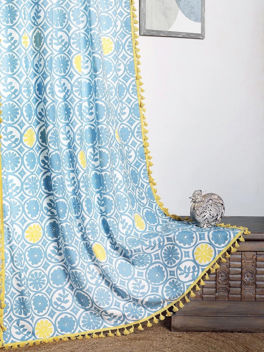 

Tranquebar Home Blue & Yellow Geometric Door Curtain