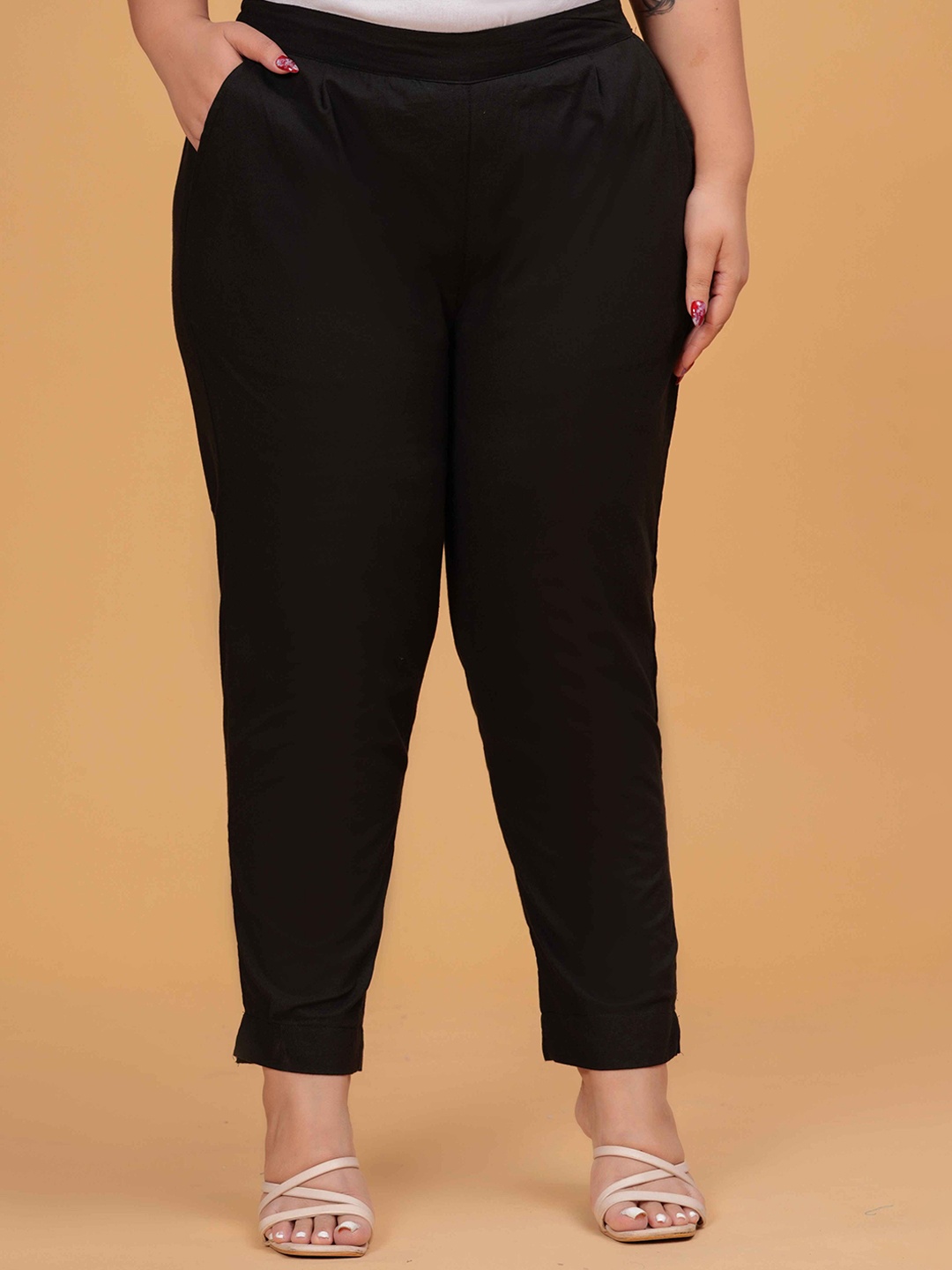 

JONAYA Women Plus Size Cotton Trouser, Black