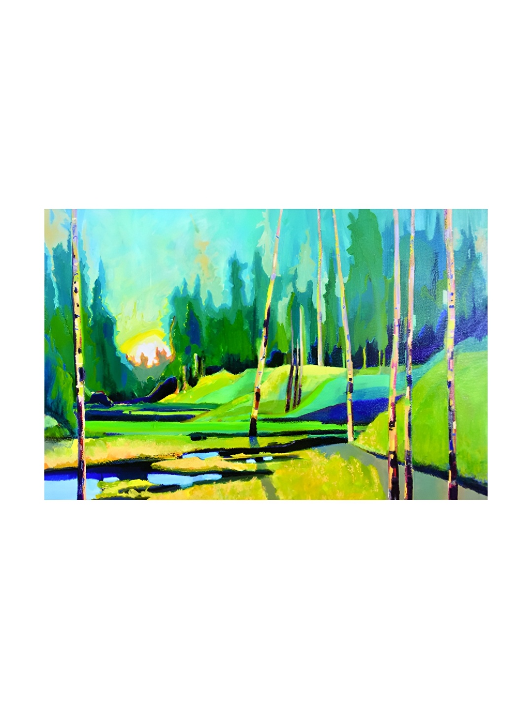 

Inephos Green & Blue Floral And Botanical Modern Art Canvas Wall Art
