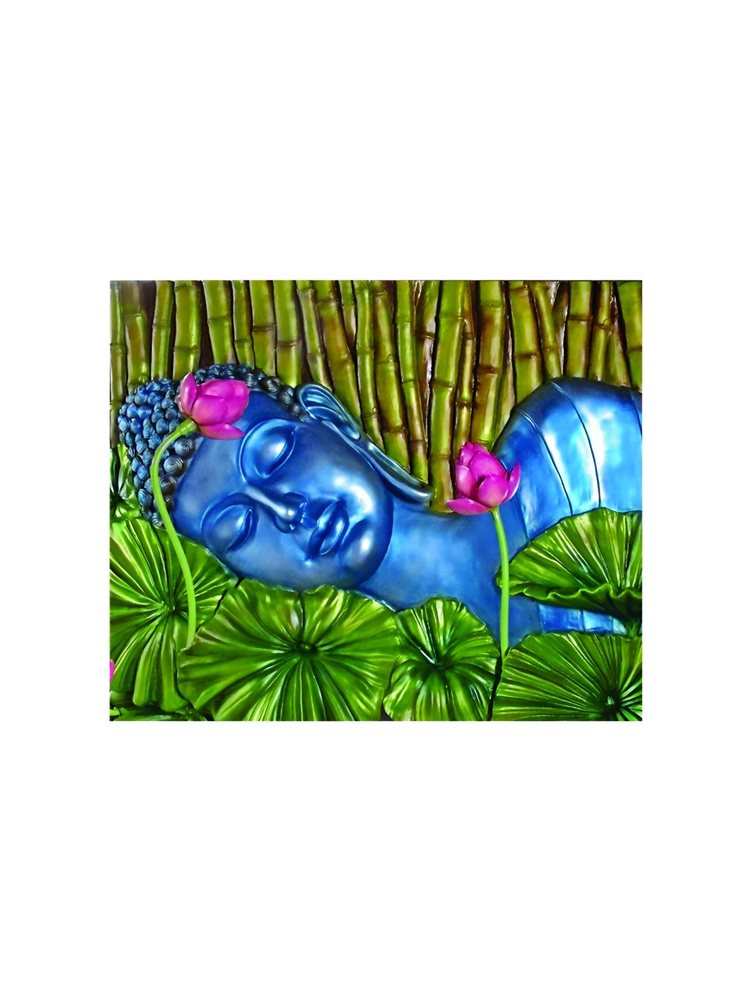 

Inephos Green & Blue Buddha Religious Printed Canvas Wall Art