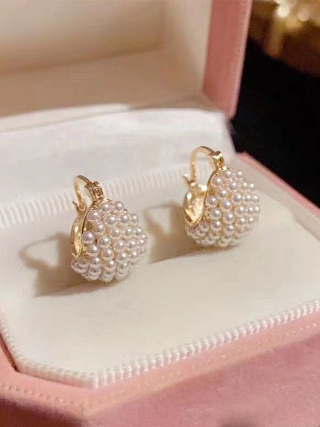 

Just Lil Things Pearls Beaded Contemporary Shaped Studs, Gold