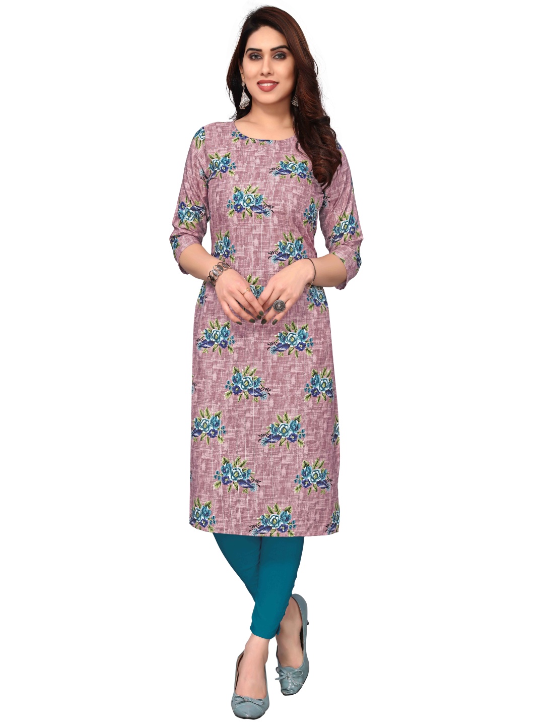 

KETAKI FASHION Women Floral Printed Thread Work Crepe Kurta, Multi