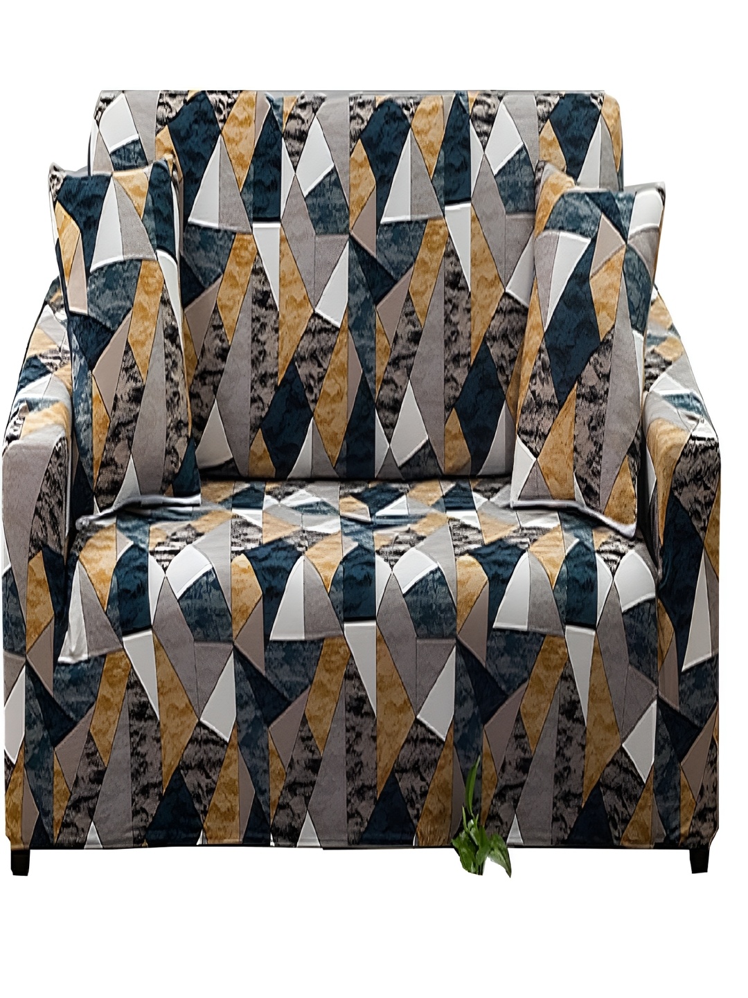 

KriShyam Blue & Yellow Geometric Printed 2 Seater Sofa Cover with Arms