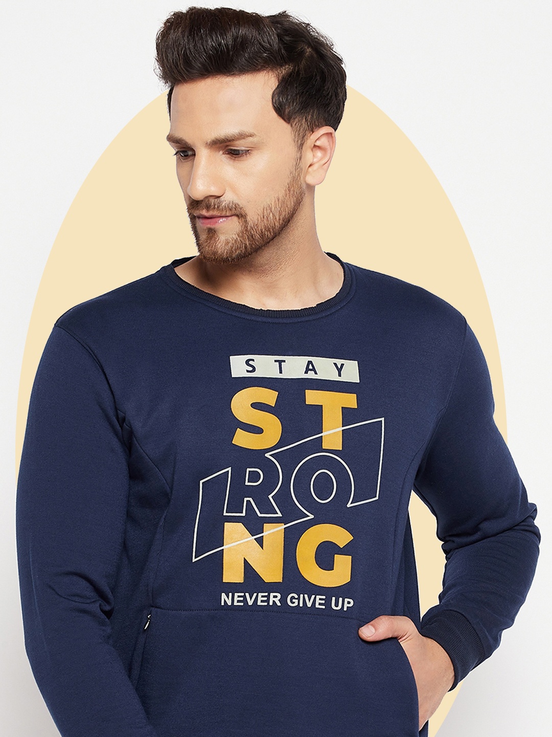 

LYCOS Men Printed Round Neck Sweatshirt, Navy blue