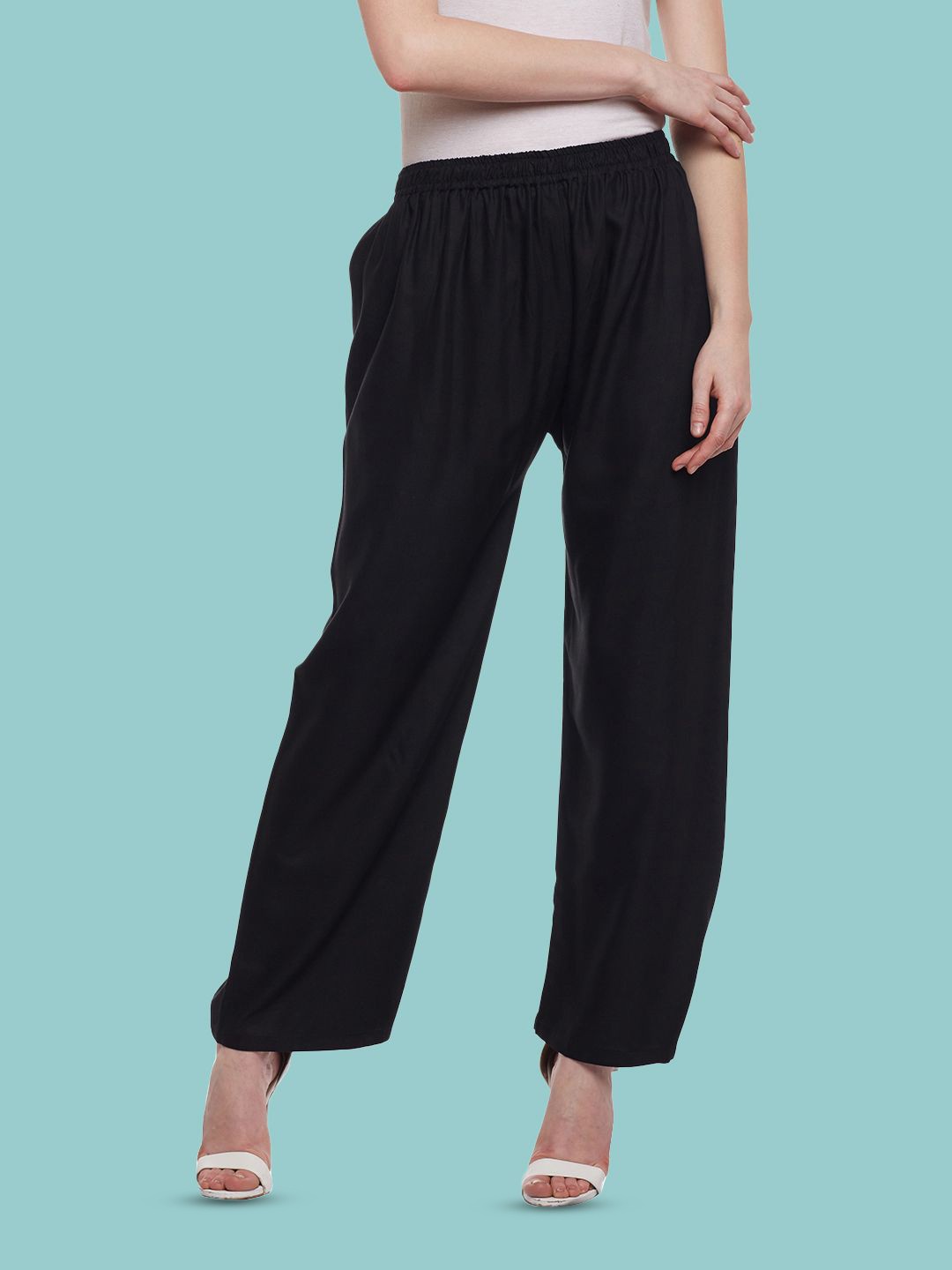 

Castle Lifestyle Women Straight Fit Palazzos, Black